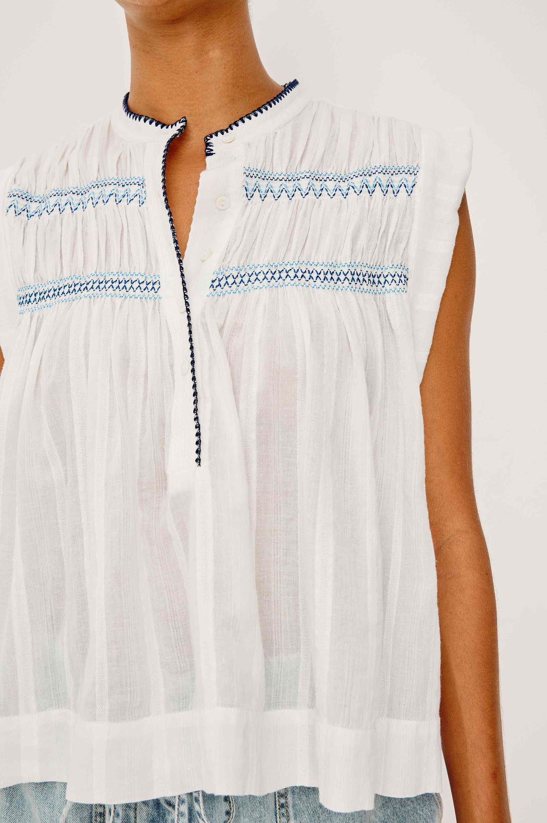 Willow top white/bue