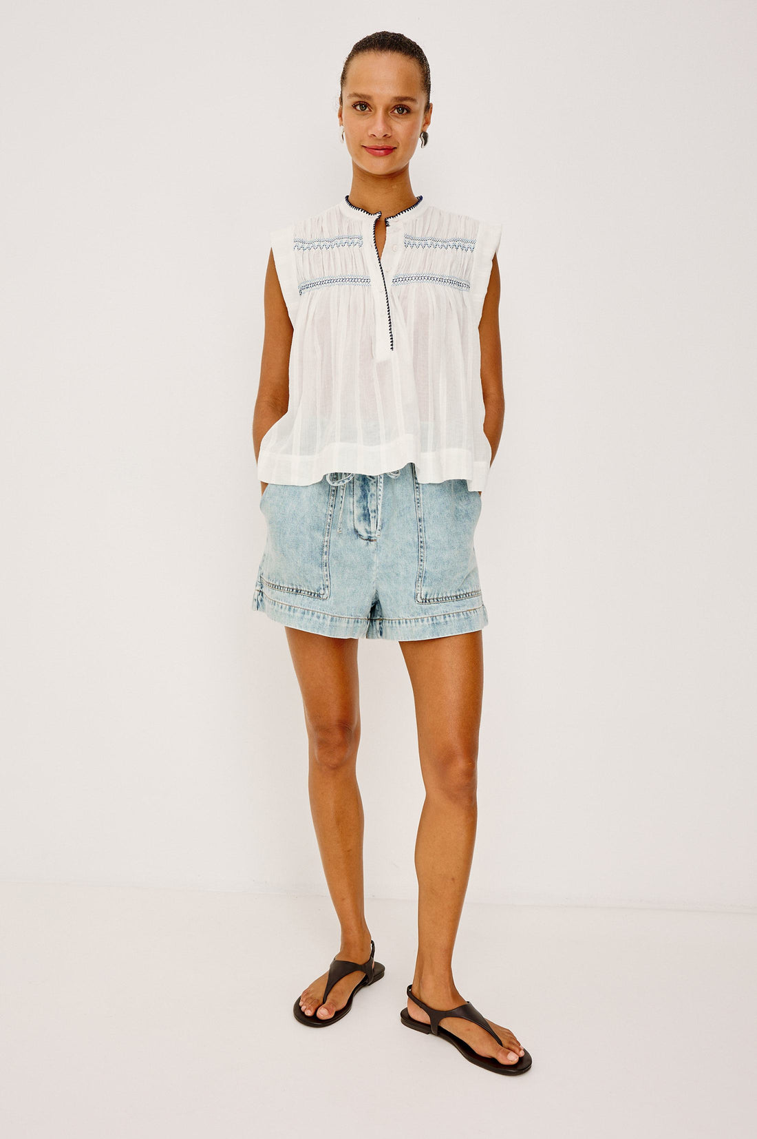 Willow top white/bue