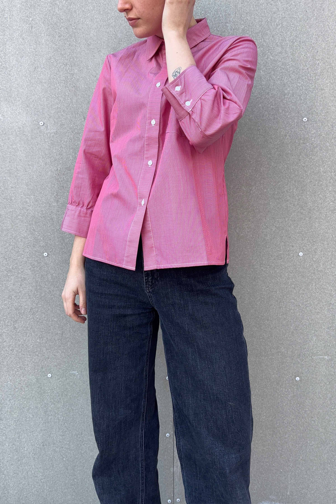 Laura shirt 3/4 sleeve red/white stripes