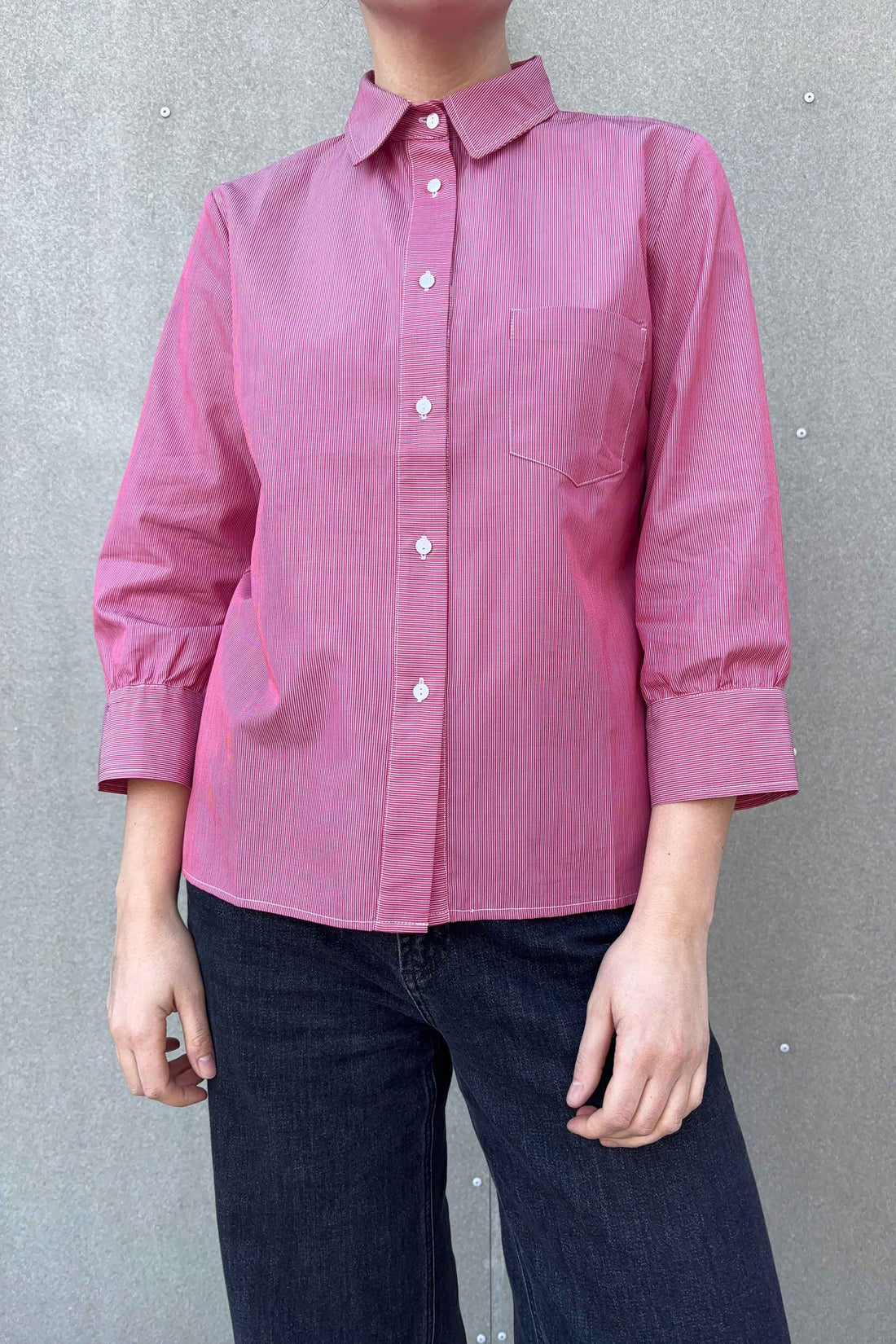 Laura shirt 3/4 sleeve red/white stripes