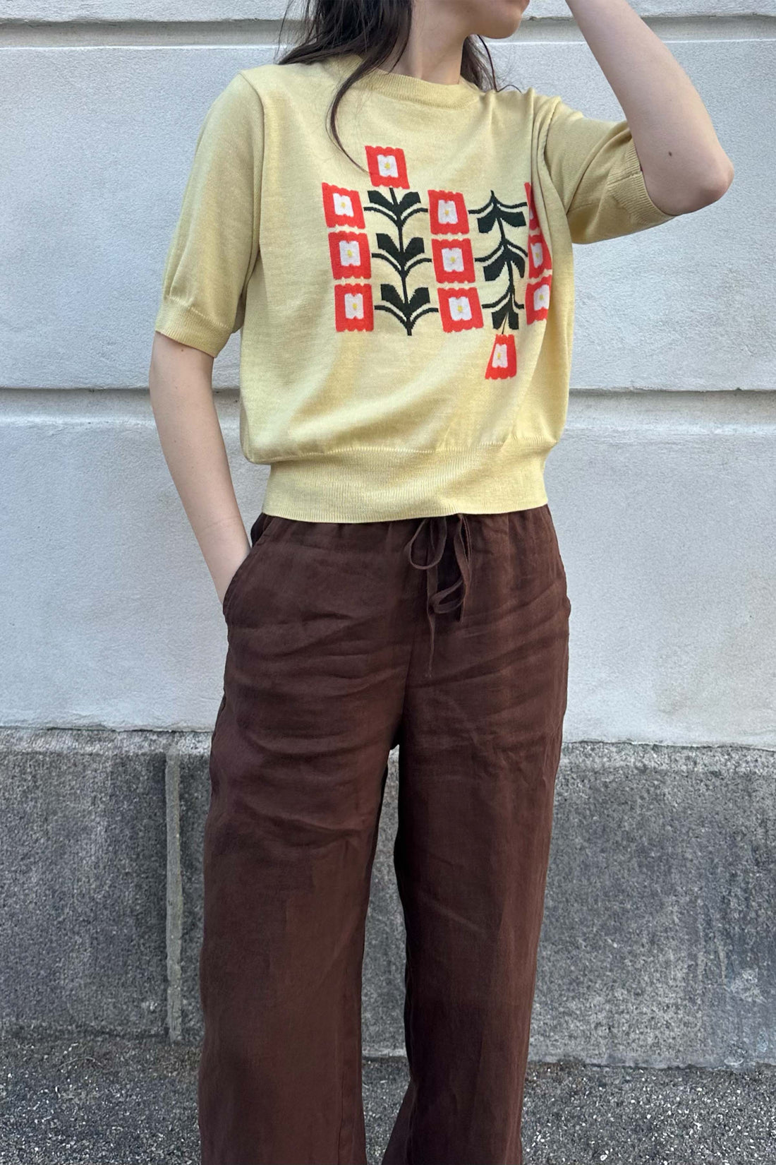 Zinnia flower merinoknit tee