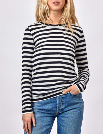 April blouse off white/navy stripes