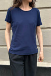 T-shirt cotton/linen navy/white