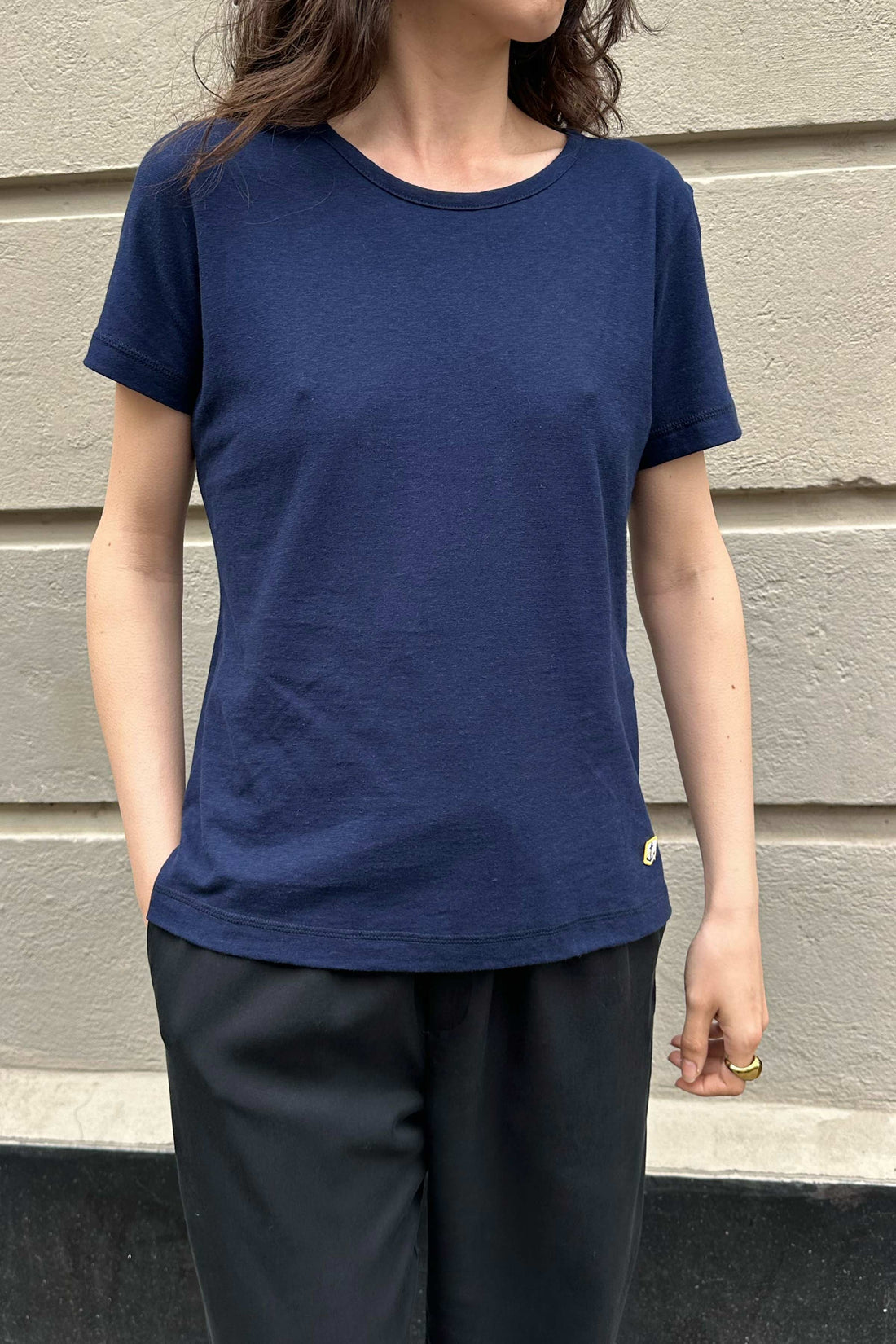 T-shirt cotton/linen navy