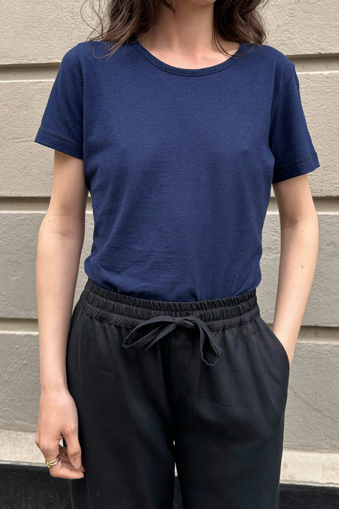 T-shirt cotton/linen navy