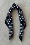 Silk scarf black/white graphic/cream