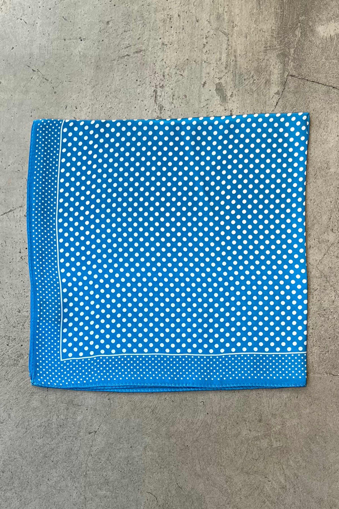 Silk scarf cyan blue/white dots