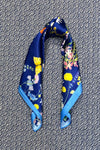 Silk scarf navy/purple/yellow flower