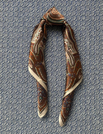 Silk scarf brown/turquoise paisley