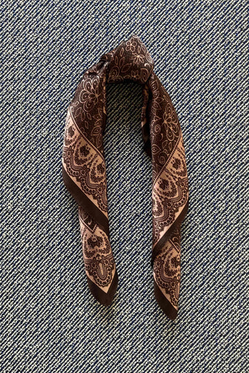Silk scarf brown/rose paisley