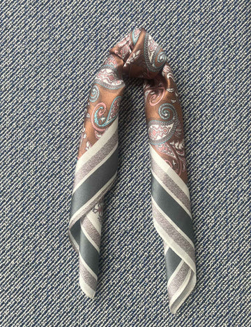 Silk scarf brown/rose paisley