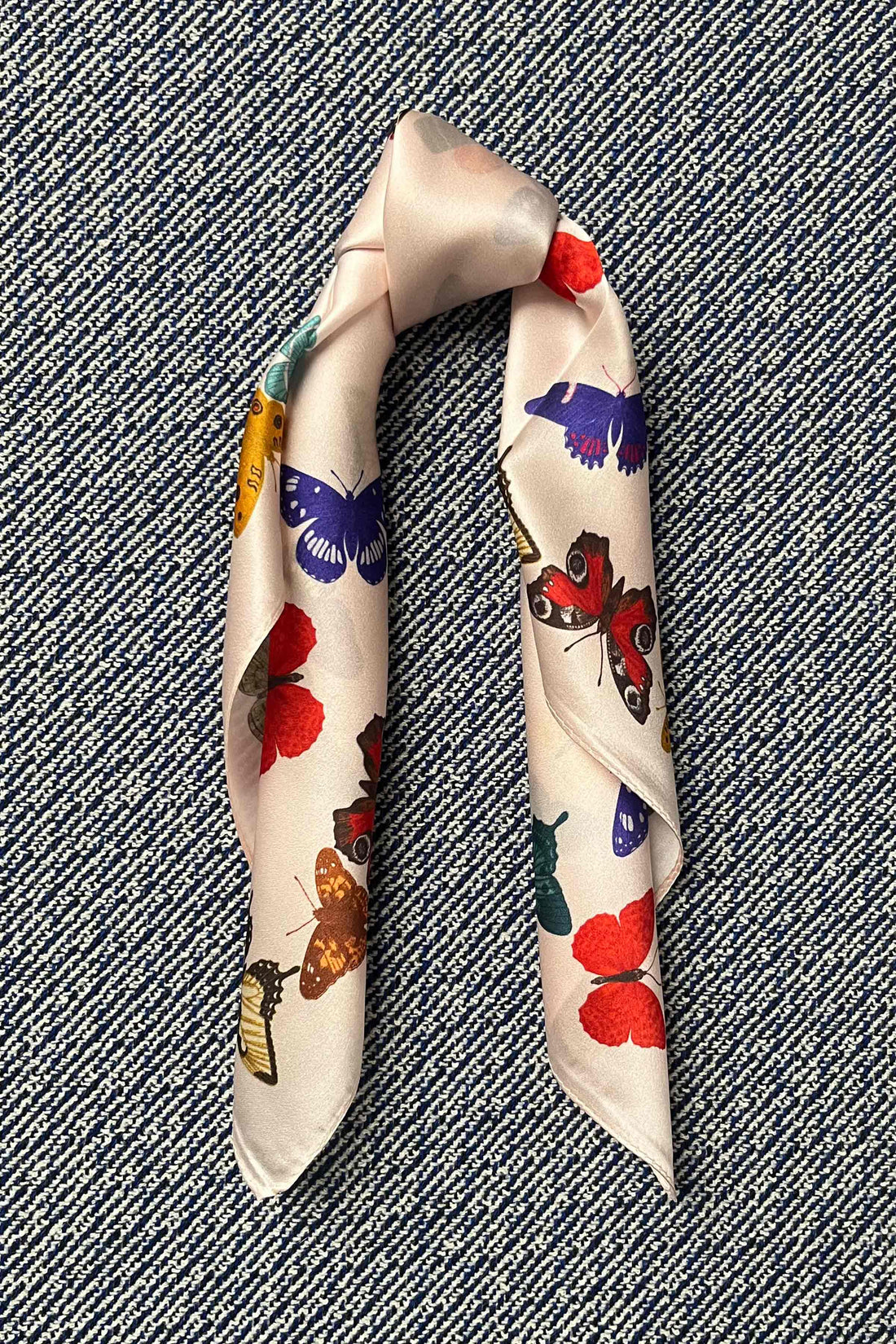 Silk scarf rose/multi  butterflies