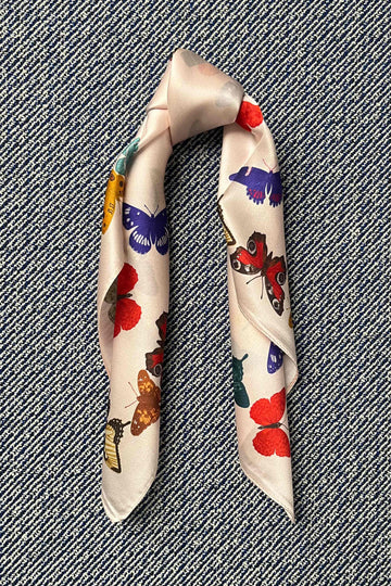 Silk scarf rose/multi  butterflies