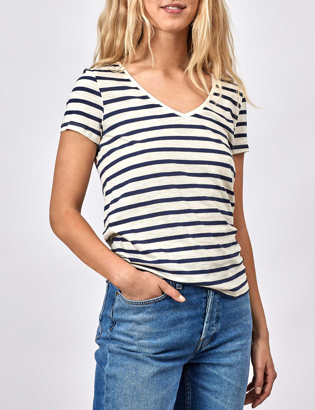 Coco short sleeve t-shirt navy/cream stripe