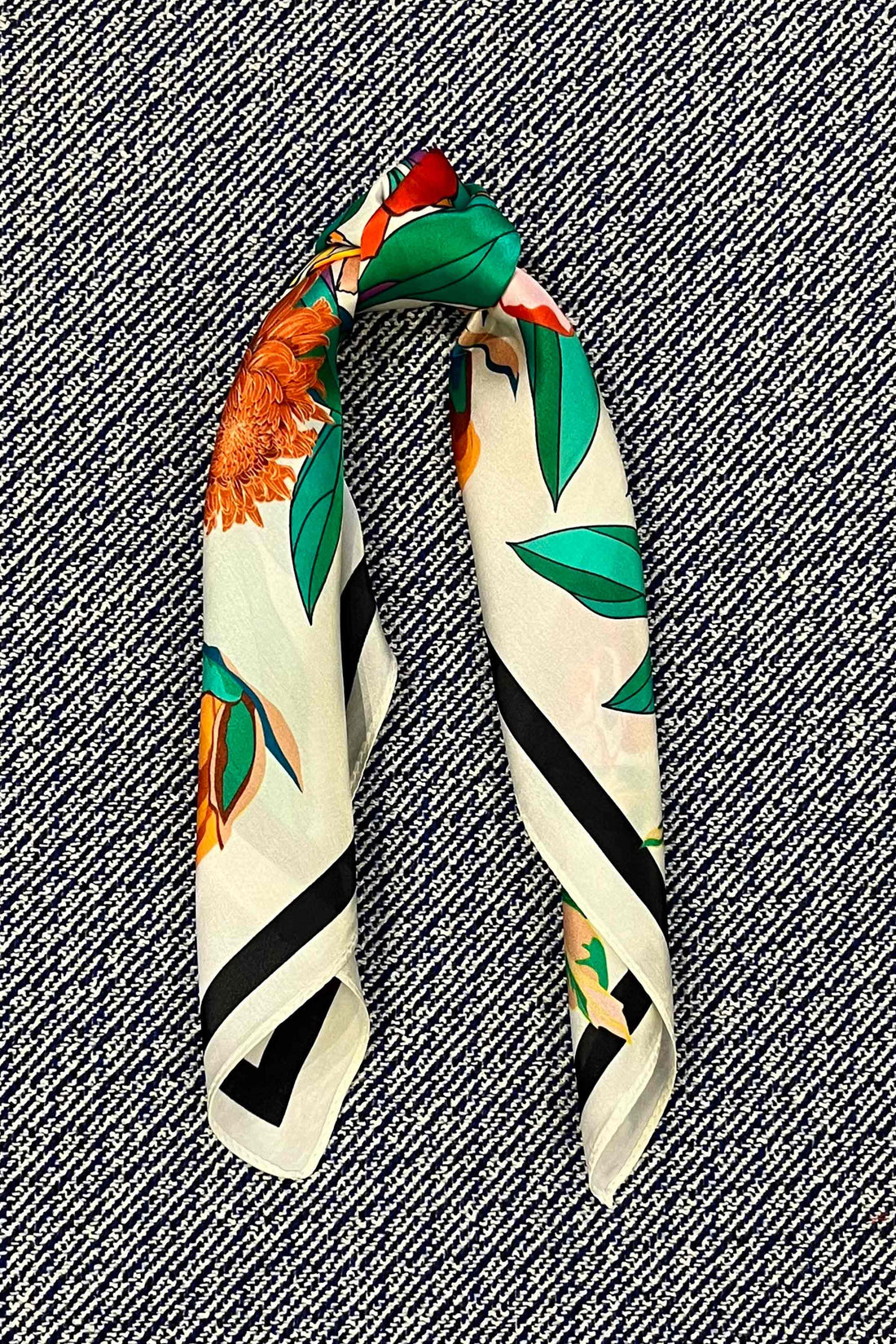 Silk scarf cream multi flower