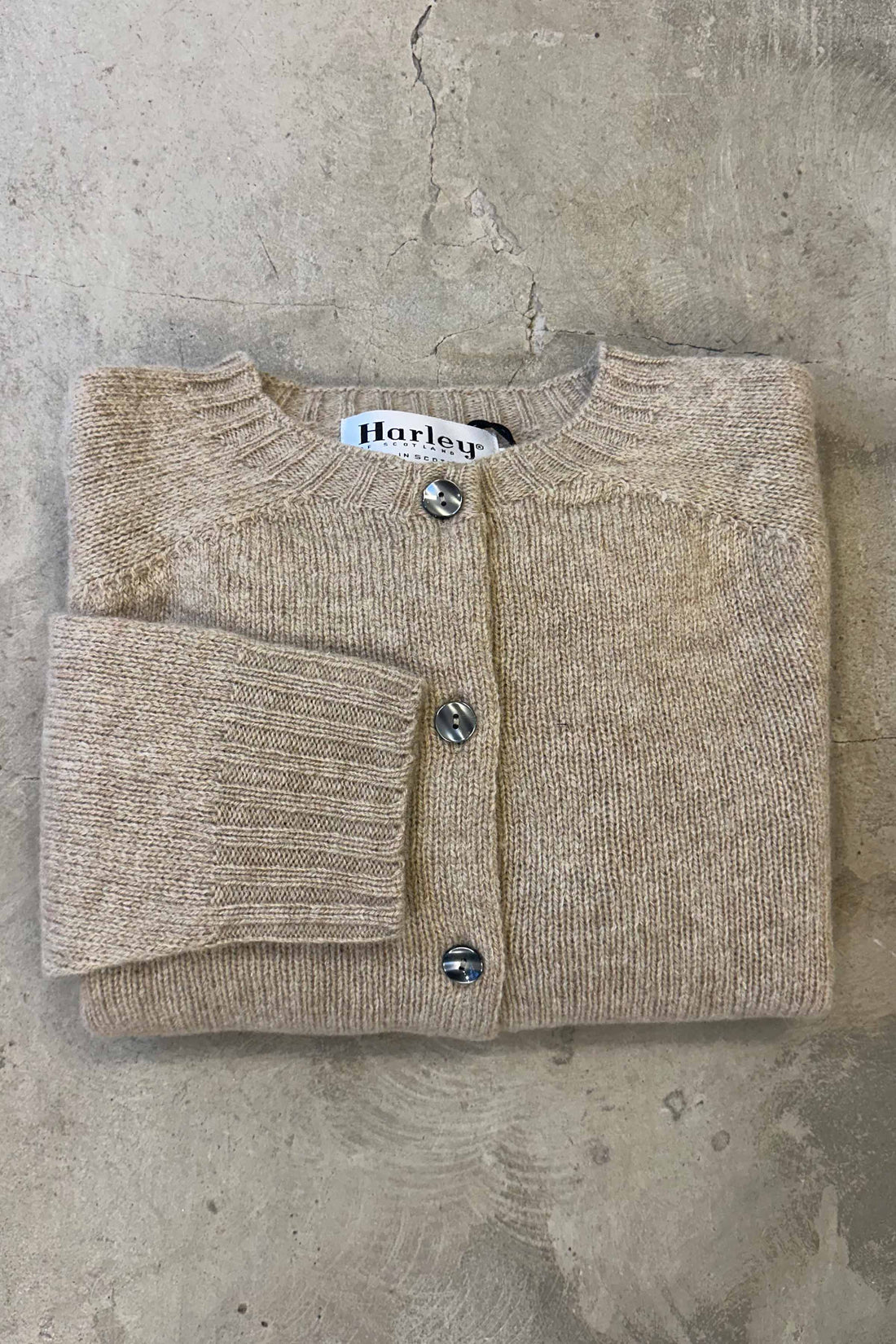 Lambswool crew-neck cardigan light beige
