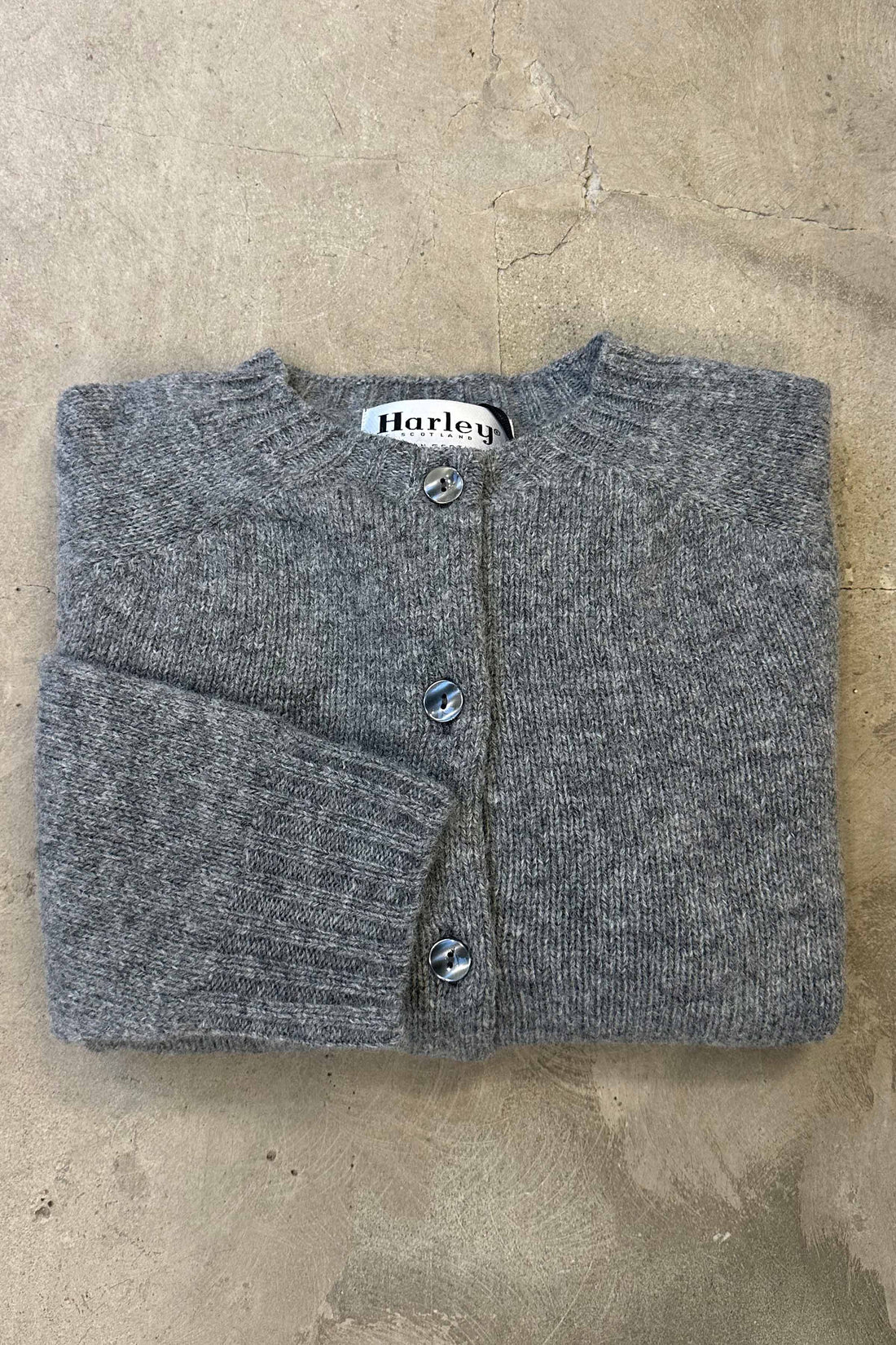 Lambswool crew-neck cardigan grey melange