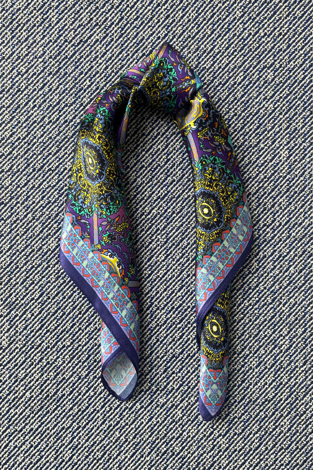 Silk scarf purple/green/yellow psychedelic