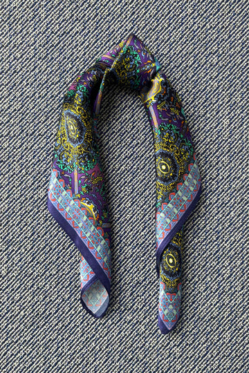 Silk scarf purple/green/yellow psychedelic