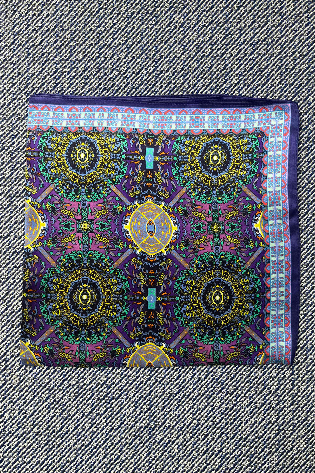 Silk scarf purple/green/yellow psychedelic