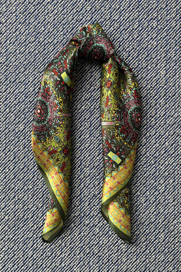 Silk scarf lime/pink/yellow psychedelic