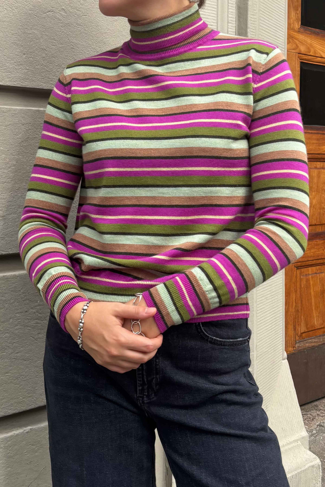Berry striped turtleneck