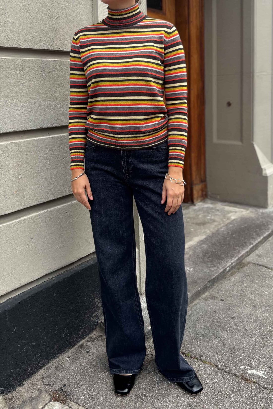 Retro striped turtleneck