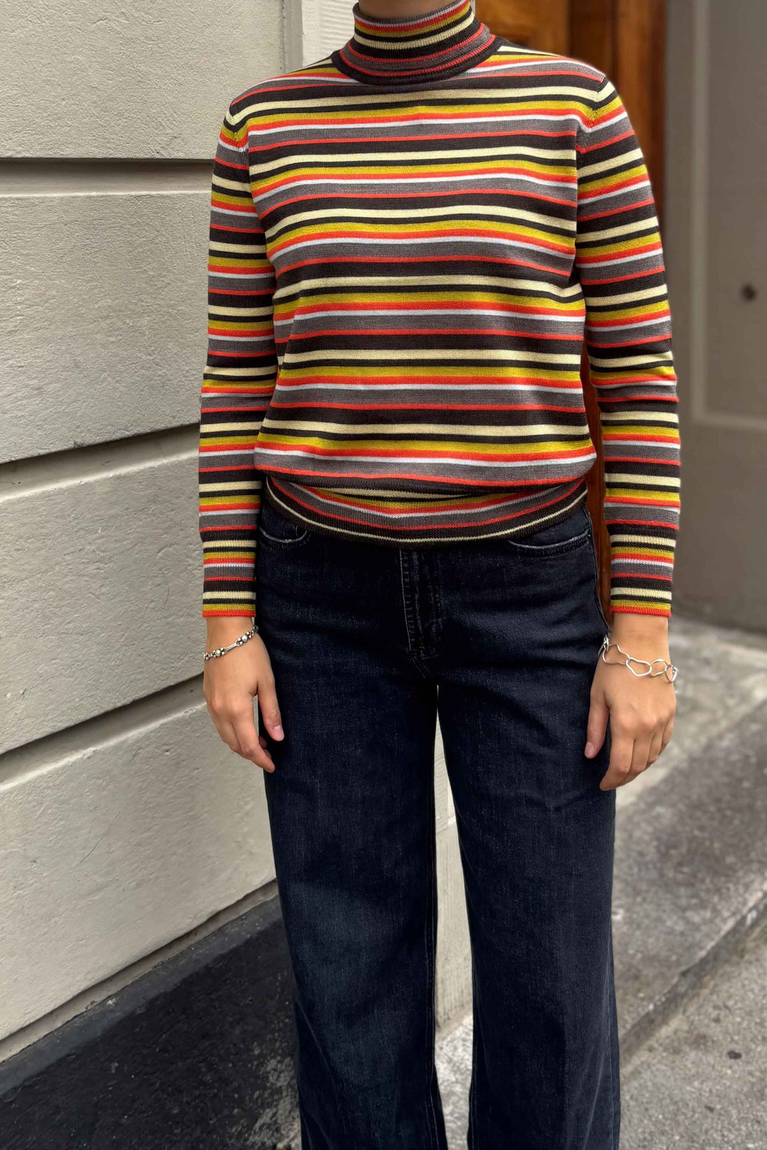 Retro striped turtleneck