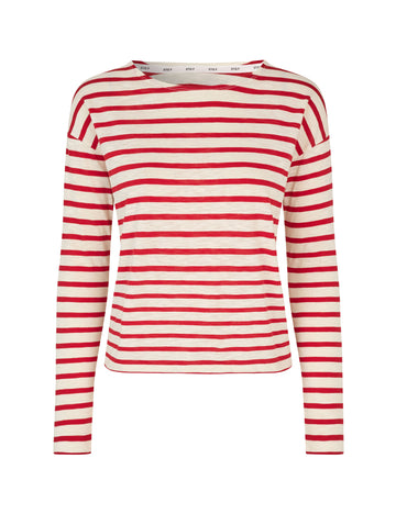 Dorrie long sleeve t-shirt red/cream stripe