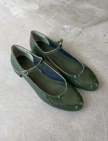 Emilia mary janes khaki  patent leather