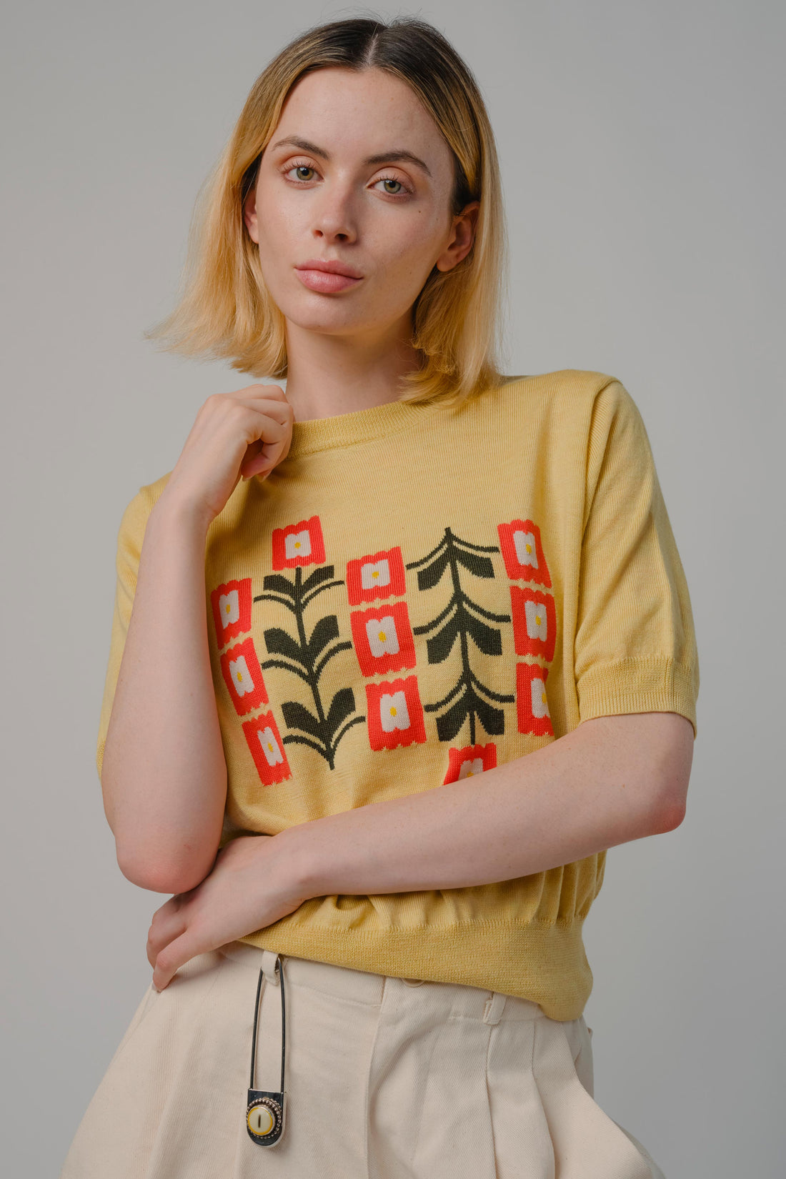 Zinnia flower merinoknit tee
