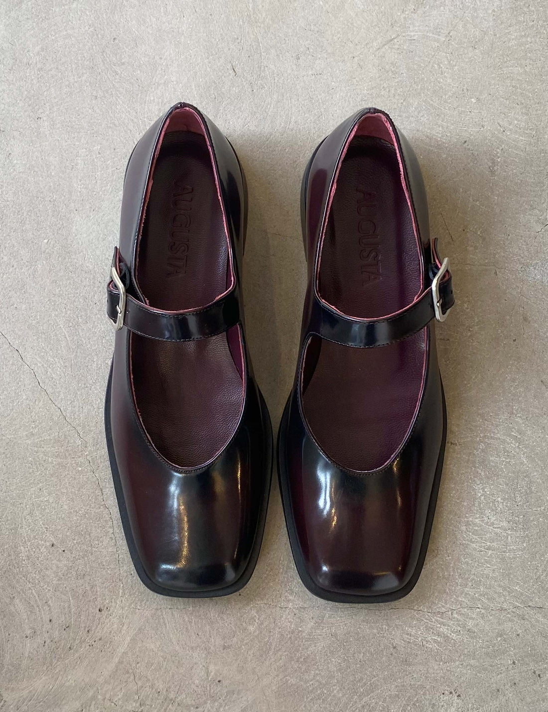 Gia mary janes in burgundy leather