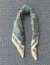 Silk scarf beige/blue multi paisley
