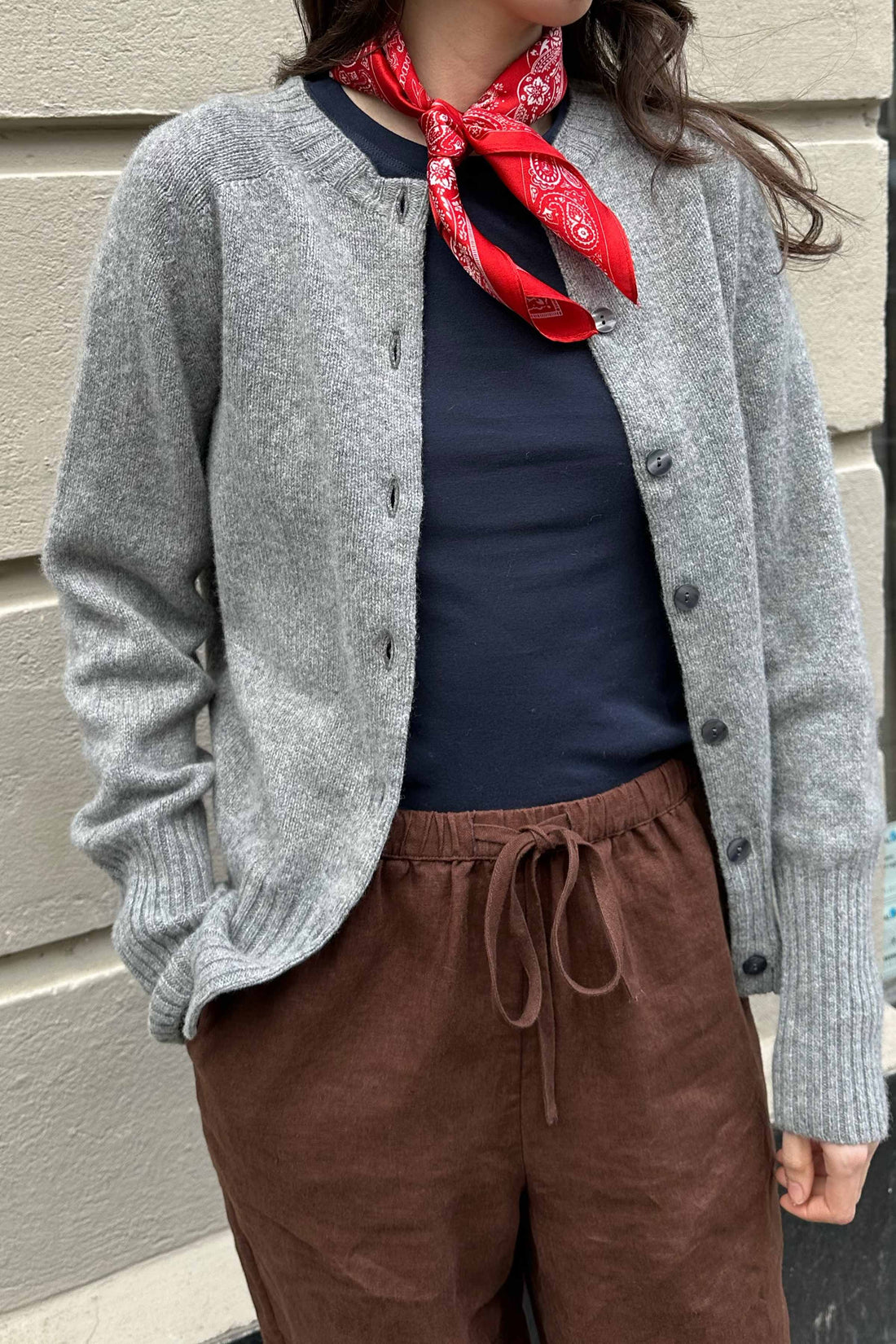 Superfine lambswool cardigan grey melange