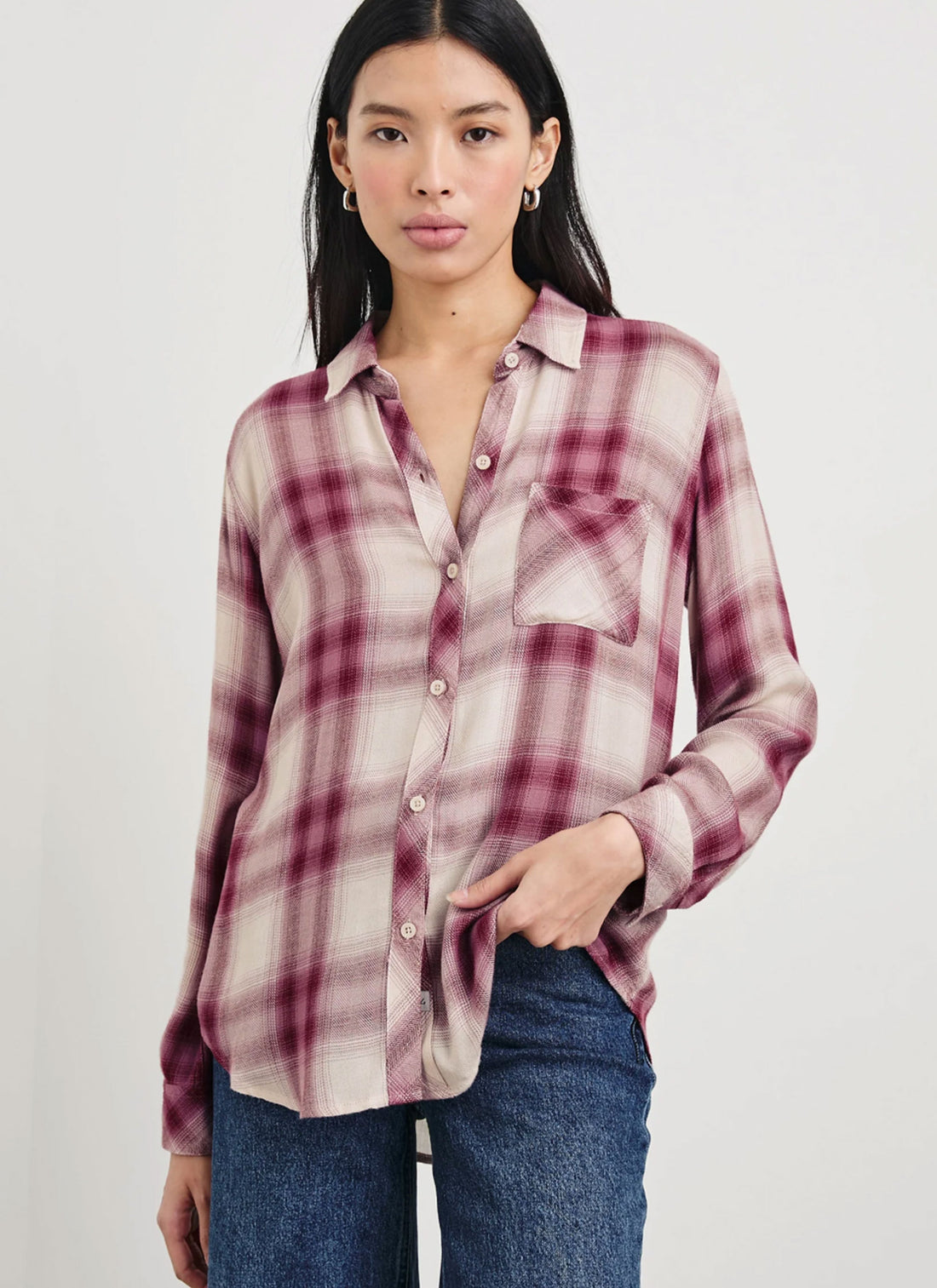 Hunter shirt faded plum ivory