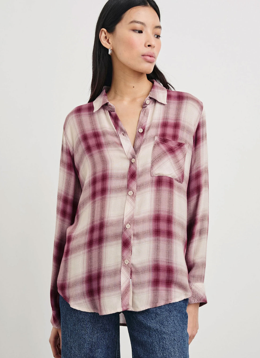 Hunter shirt faded plum ivory