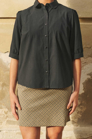 Julie wool skirt golden beige/navy check