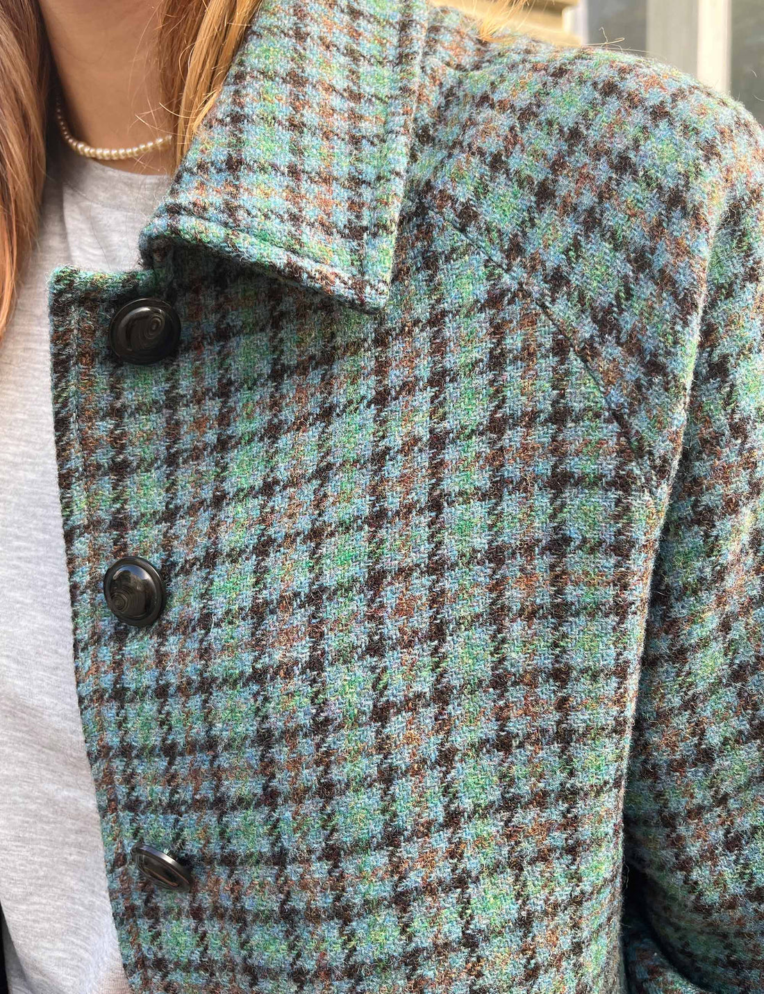 Kristine jacket turquoise brown check