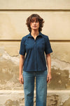 Laura short sleeve shirt black/navy check