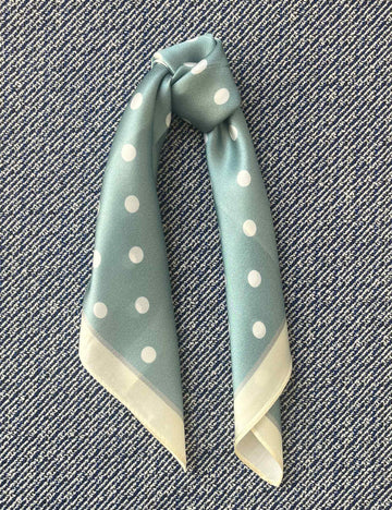 Silk scarf light blue/cream dots