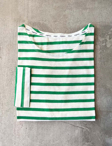 Louisa short sleeve t-shirt green/cream stripe