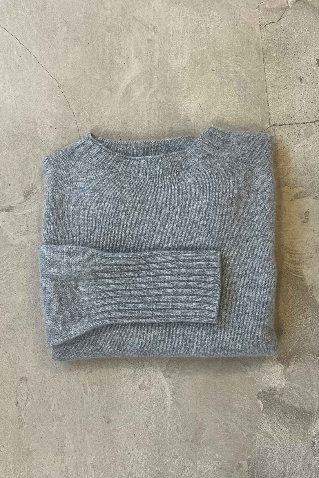 Superfine lambswool crew neck grey melange