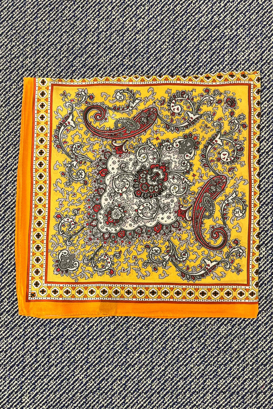 Silk scarf orange/yellow/nude paisley