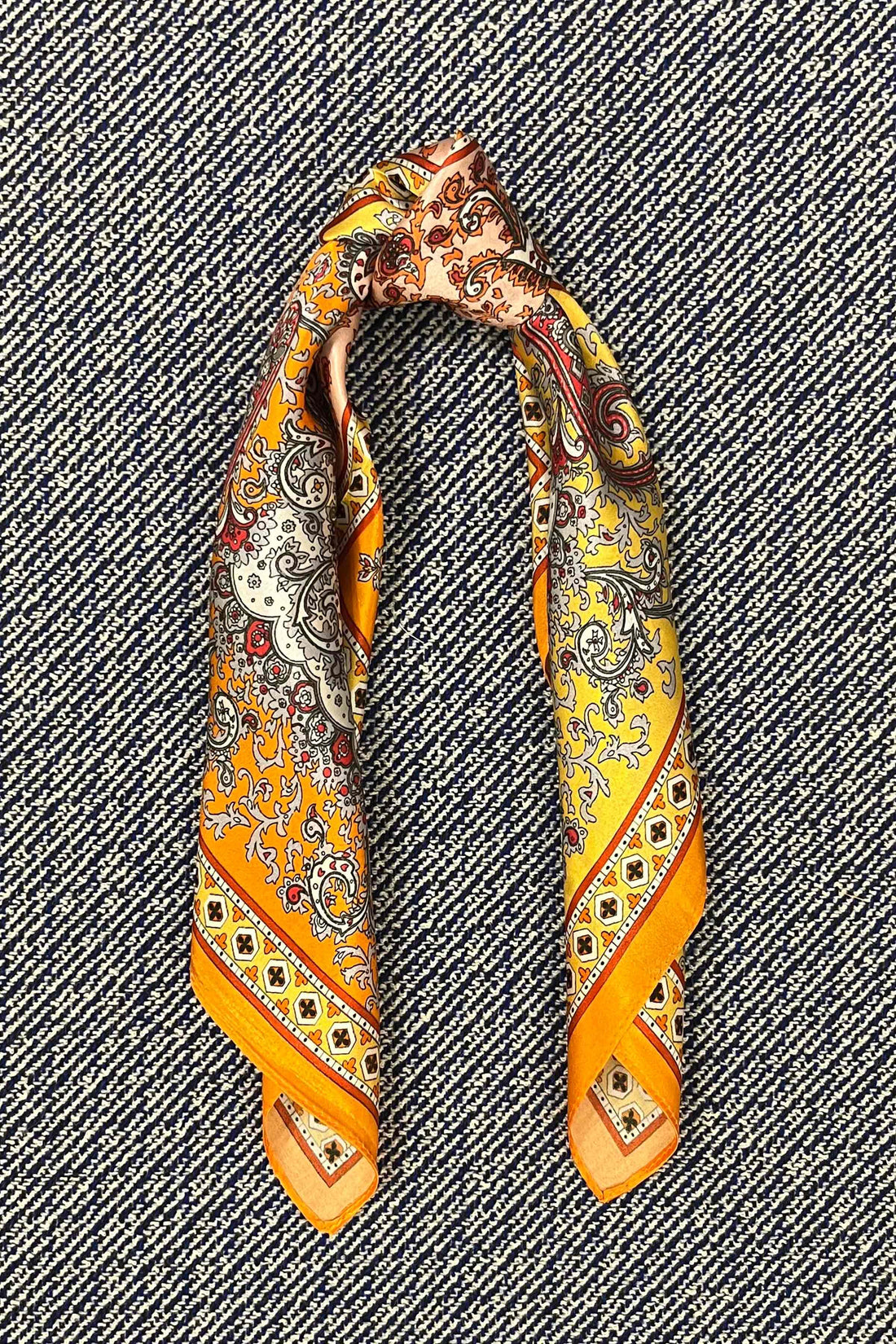 Silk scarf orange/yellow/nude paisley