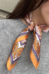 Silk scarf cream/l.pink/orange/turquoise flower