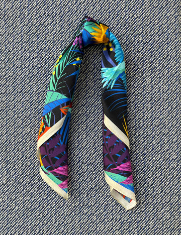 Silk scarf multi color parrot/flower