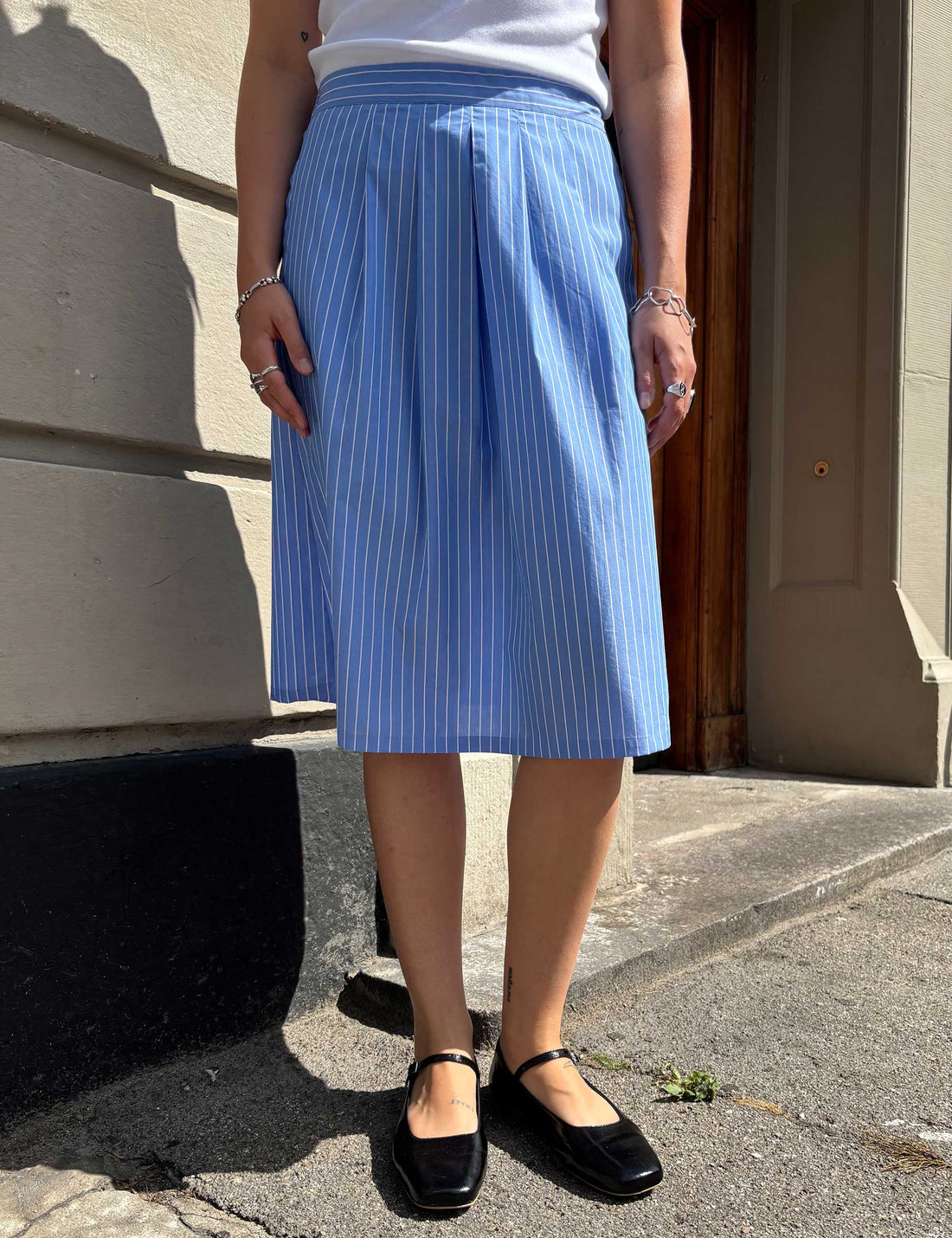 Penelope skirt light blue/white stripe