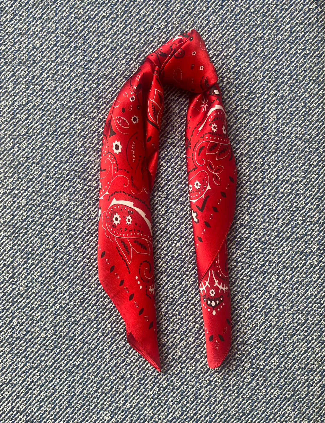 Silk scarf red/off white/black paisley