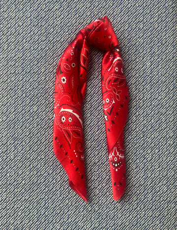Silk scarf red/off white/black paisley
