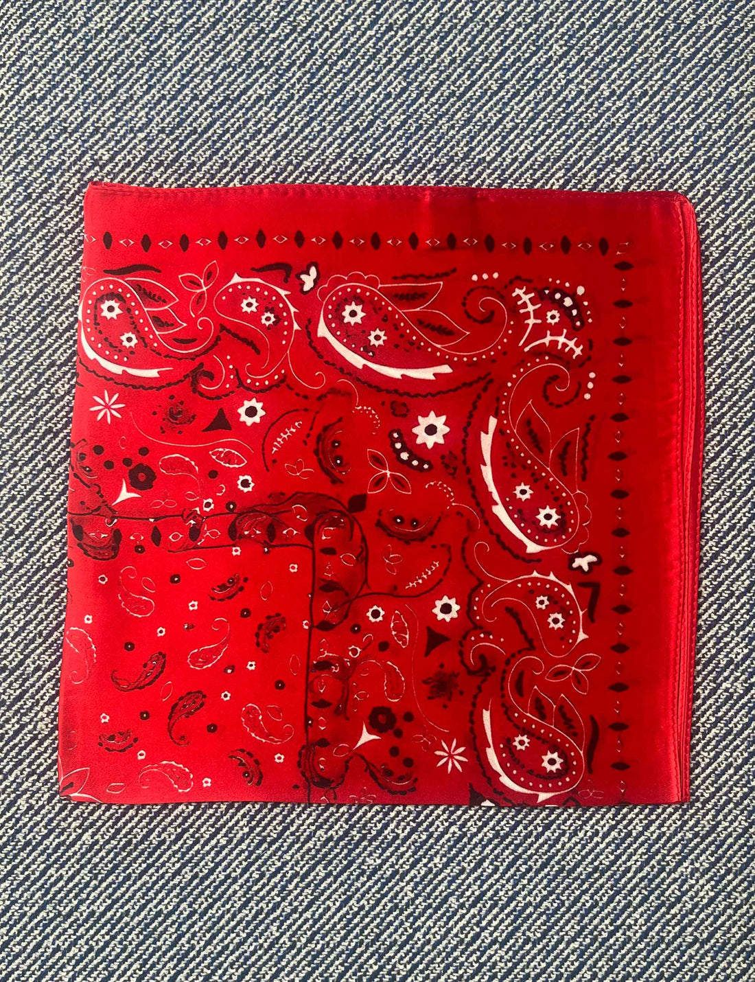 Silk scarf red/off white/black paisley
